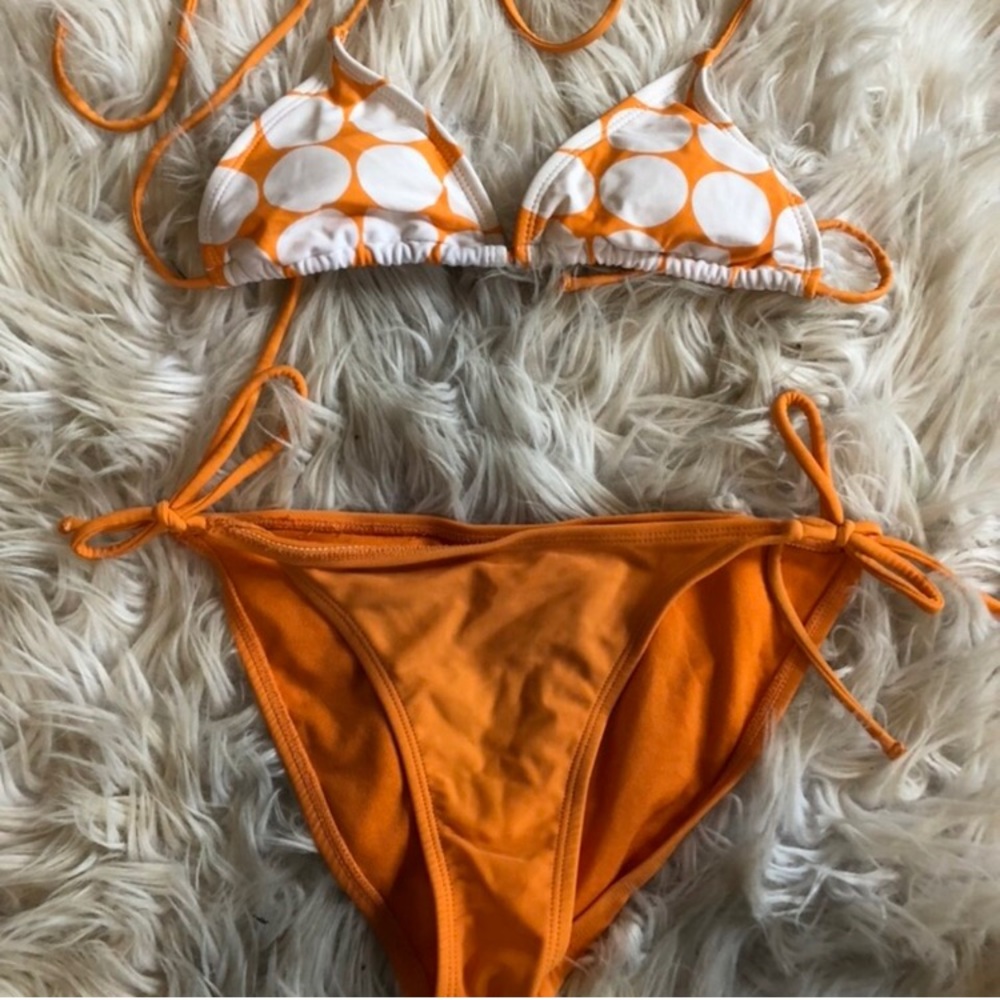 Orange polkadot bikini